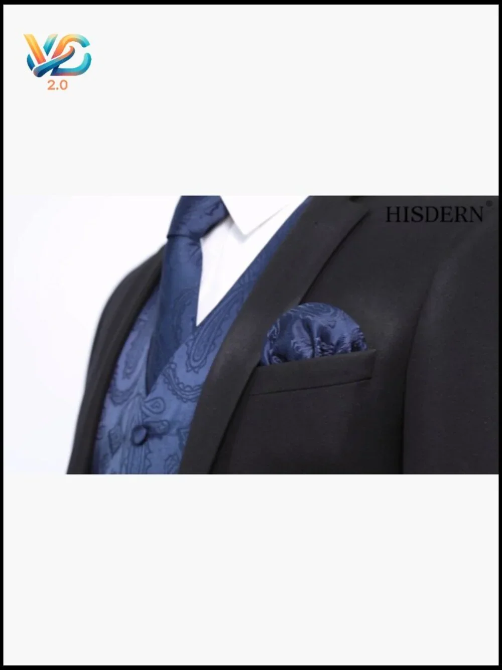 Men's Formal Vest Set with Tie and Pocket Square, Silk Blend, Size Large